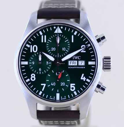  IWC Fliegeruhr Chronograph 41 Pilot's green Chronograph 43mm grün B+P 