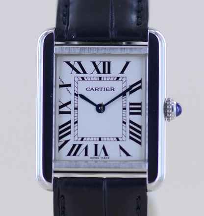  Cartier Tank Solo Stahl Quarz Klassiker Sportlich Lederband 2716 white roman B+P 