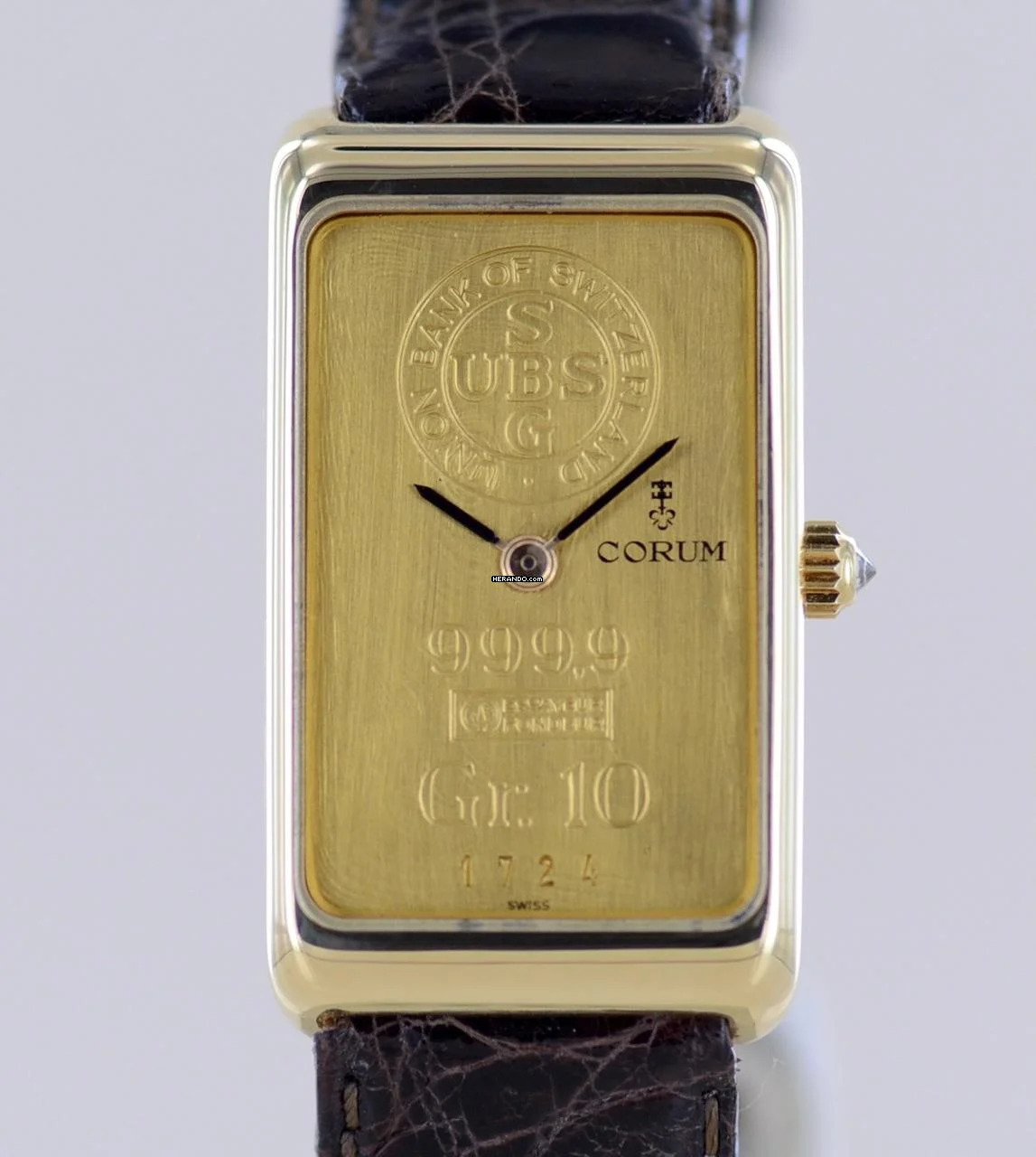  Corum Ignot Union Bank 18K Yellow Gold 24K Dial Unisex Collector rar 