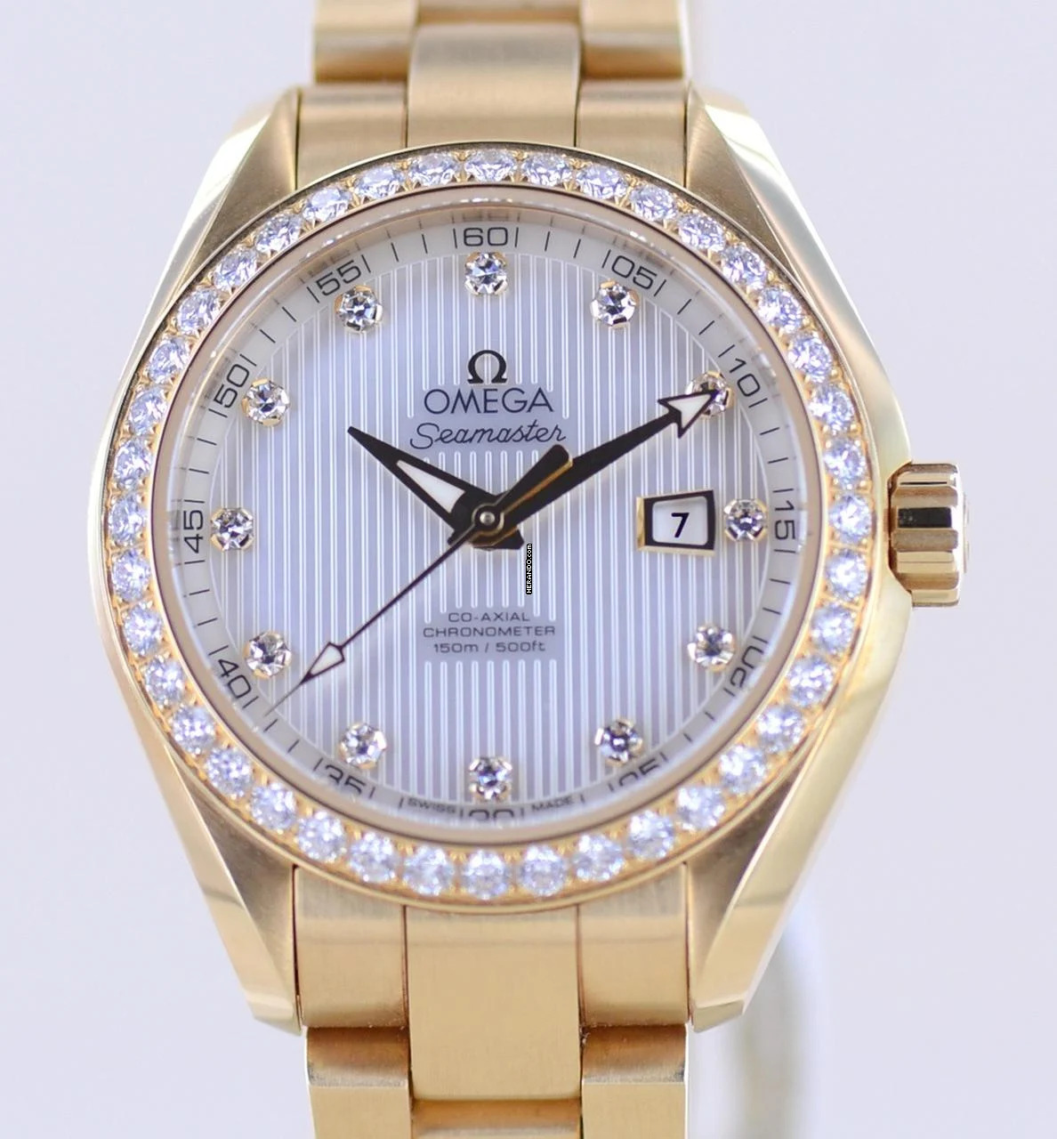  Omega Seamaster Aqua Terra 18K Gelbgold Aqua Terra 150m 34mm MOP Dial Diamond Top B+P 