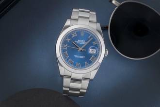 Thumbnail von Rolex Datejust 41 Blue Azzuro Roman Dial Stahl Automatik Ref. 126300 B&P 2022