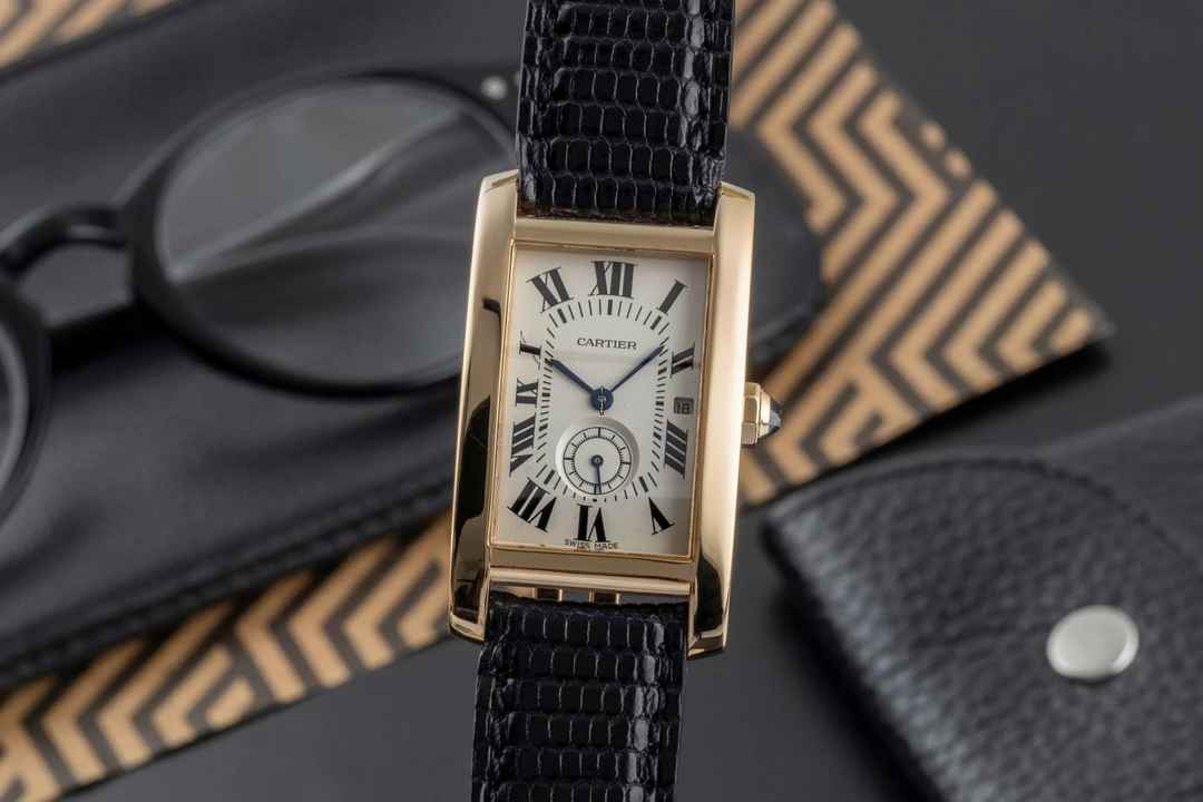  Cartier Tank Américaine LM 18k (0,750) Gold Quarz Herrenuhr Ref W2600951 8012905 