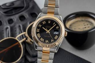 Thumbnail von Rolex Datejust II Black Roman Stahl Gold Automatik Herrenuhr Oyster Ref. 116333