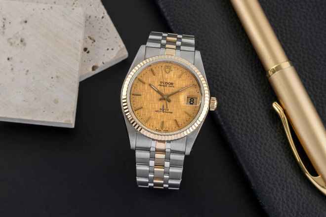  Tudor Prince Date Stahl / Gold Linen Dial Automatik Ref. 74033 Klassiker 