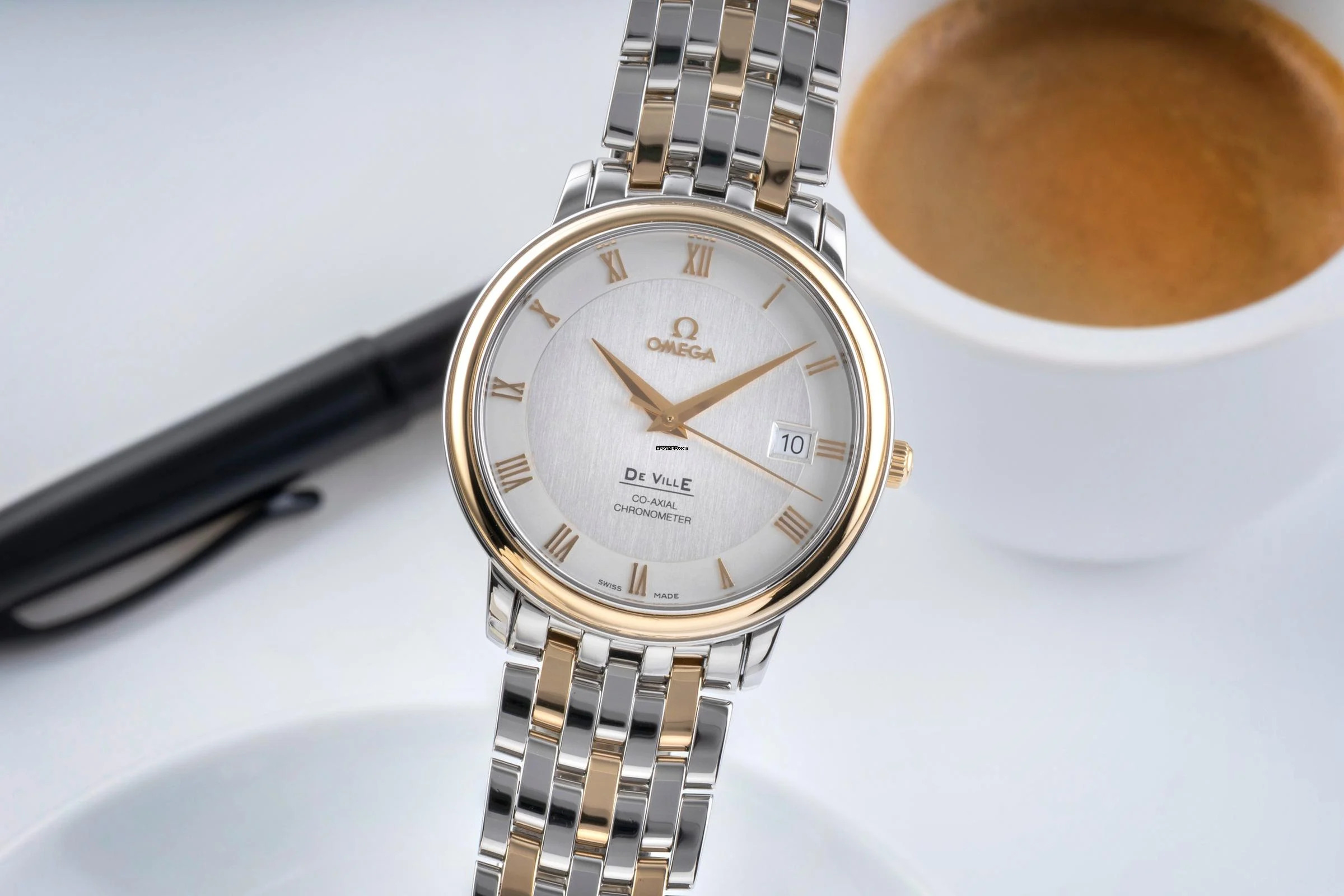 Omega De Ville Stahl / Gold Automatik Herrenuhr Ref. 4374.31.00 Papiere 2014