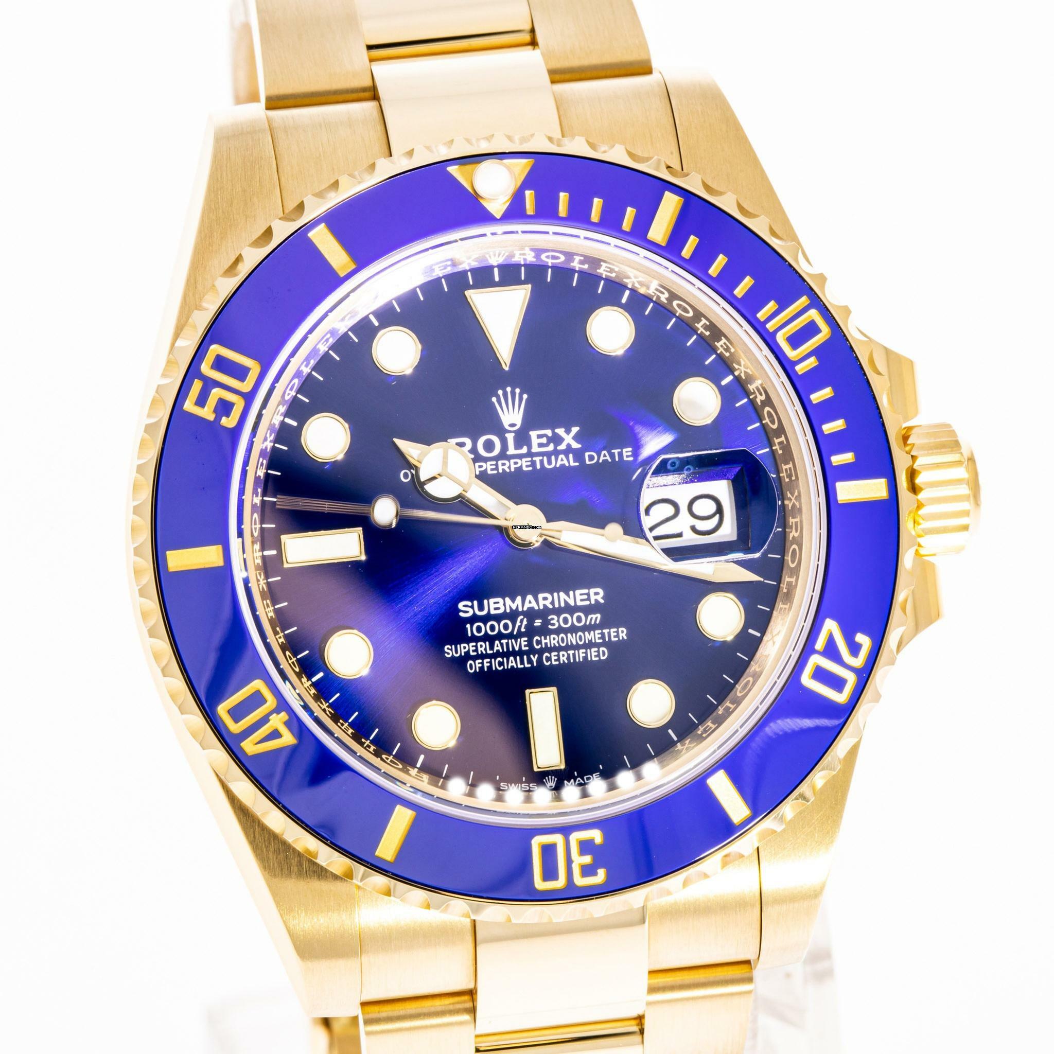 Thumbnail von Rolex Submariner Date 41 Yellow Gold Blue – 126618LB – jak NOWY – 2022 Pełny zestaw Lc100