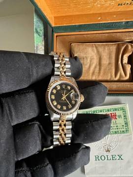  Rolex Lady-Datejust Diamond schwarz Ref.69173 original Garantiebeleg und Betriebsanleitung siehe Fotos 