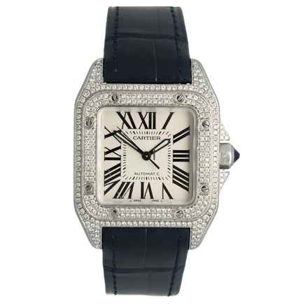  Cartier Santos 100 Ref. 2878 Midsize Full set with diamonds 