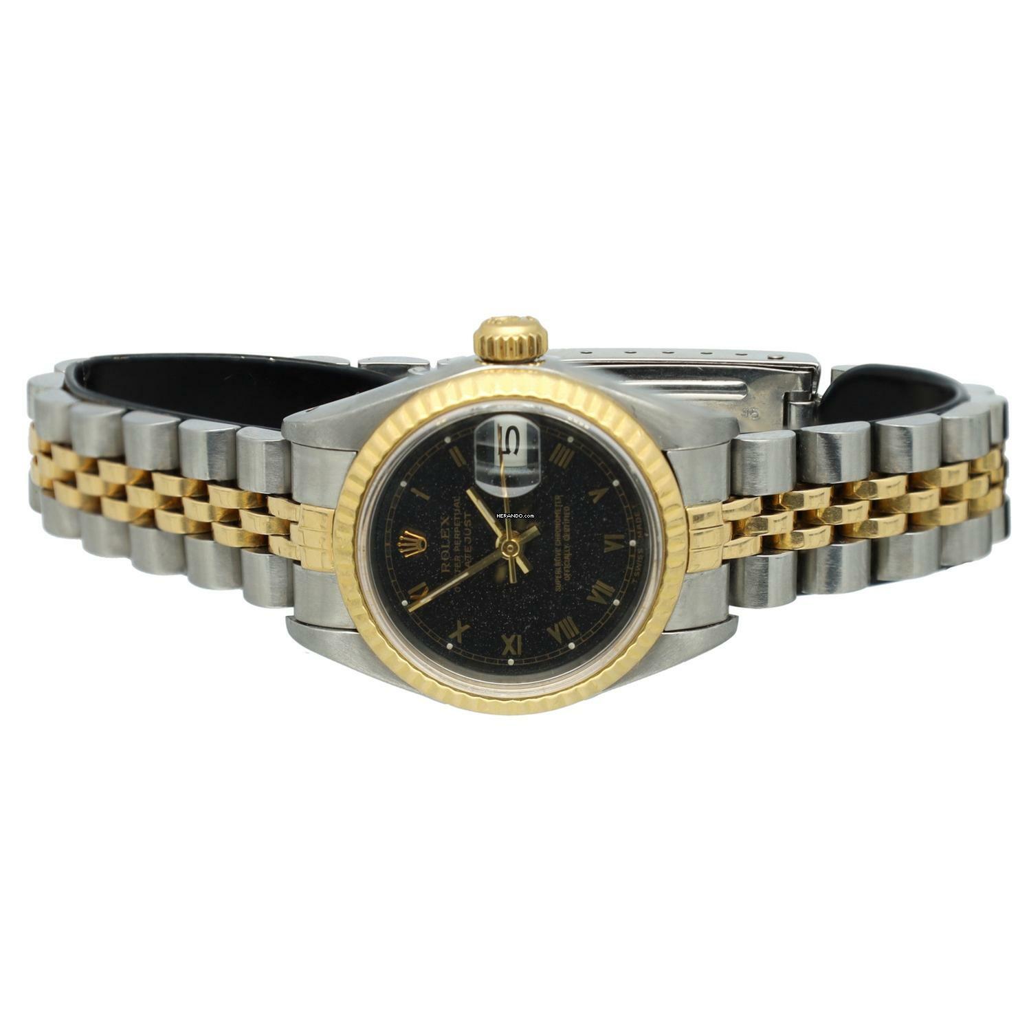 Thumbnail von Rolex Lady-Datejust 26 Ref.69173 Full Set Black Roman Dial
