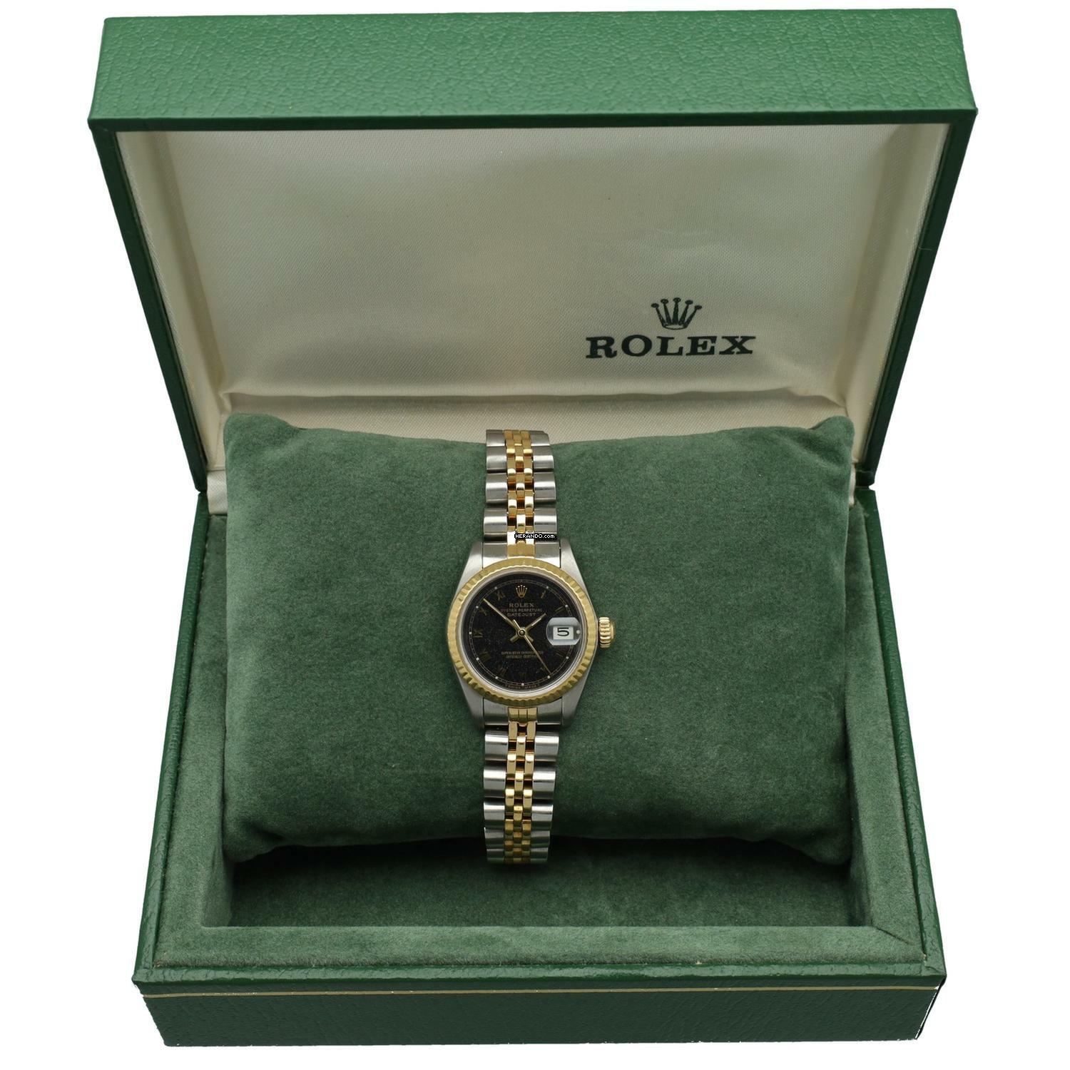 Thumbnail von Rolex Lady-Datejust 26 Ref.69173 Full Set Black Roman Dial