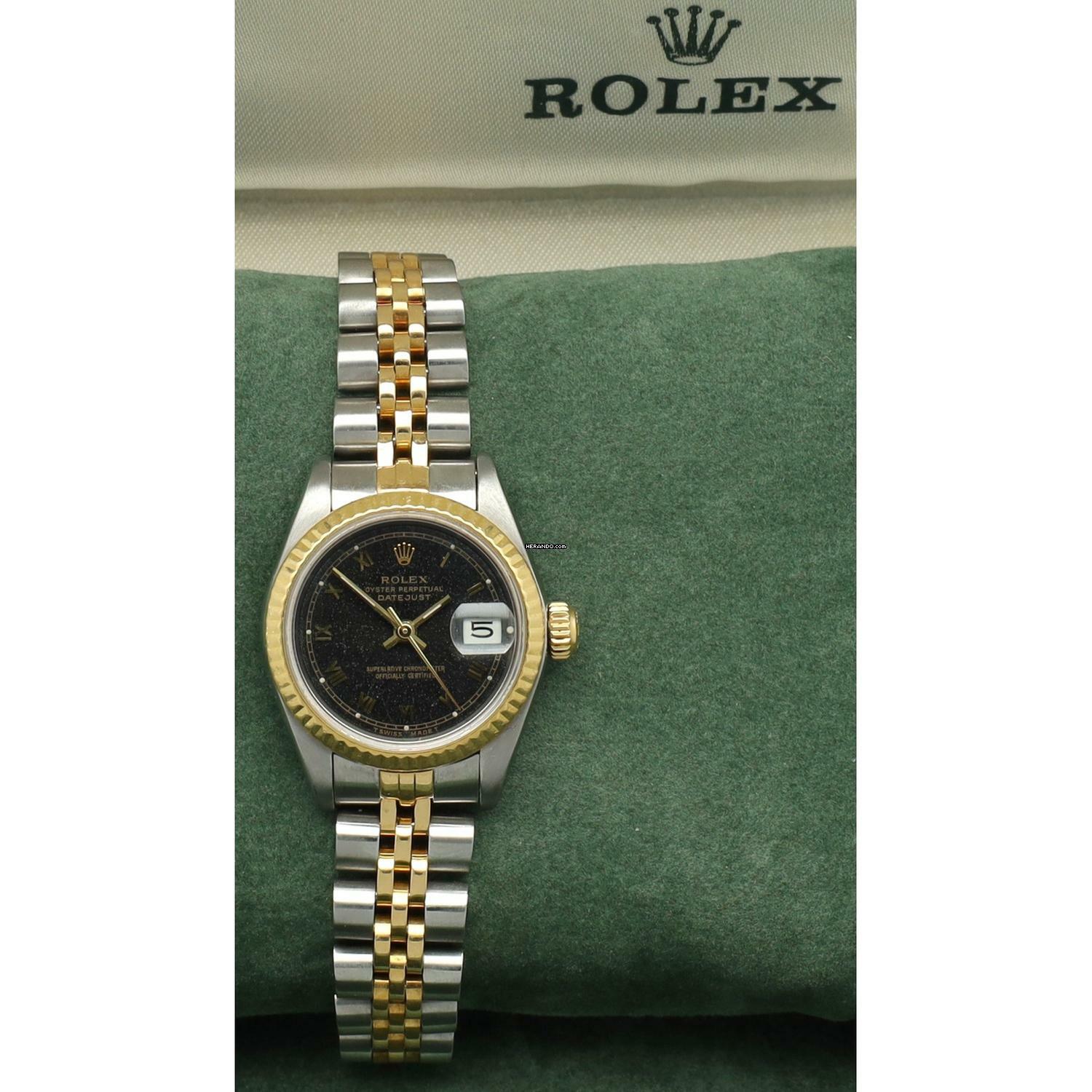 Thumbnail von Rolex Lady-Datejust 26 Ref.69173 Full Set Black Roman Dial