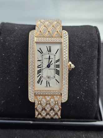  Cartier Tank Américaine HP100621 18k Roségold Factory Iced Out - NOS / New - Referenz HP10062 