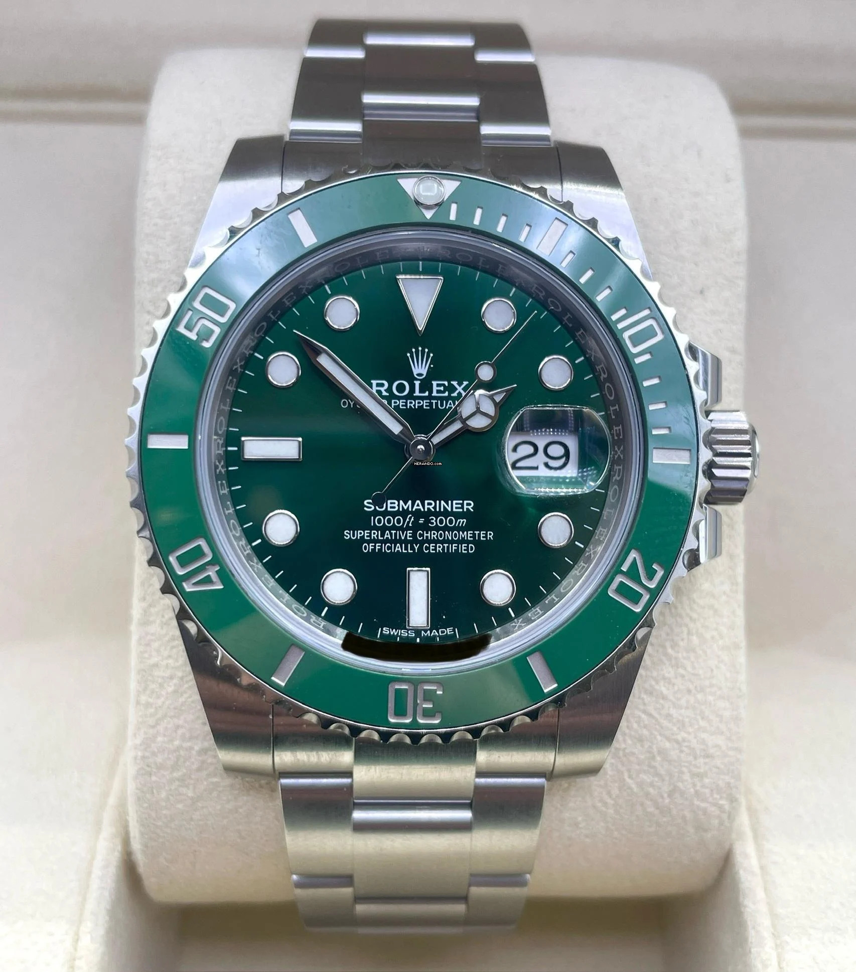  Rolex Submariner Date HULK GREEN D. DISCONTINUED with Box+Papers like NEW 2019 Lc AT 