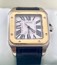 Thumbnail von Cartier Santos 100 XL Steel/Gold Top Condition with Box Serviced 2025 + NEW BLUE CROCO STRAP