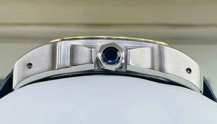  Cartier Santos 100 XL Steel/Gold Top Condition with Box Serviced 2025 + NEW BLUE CROCO STRAP 