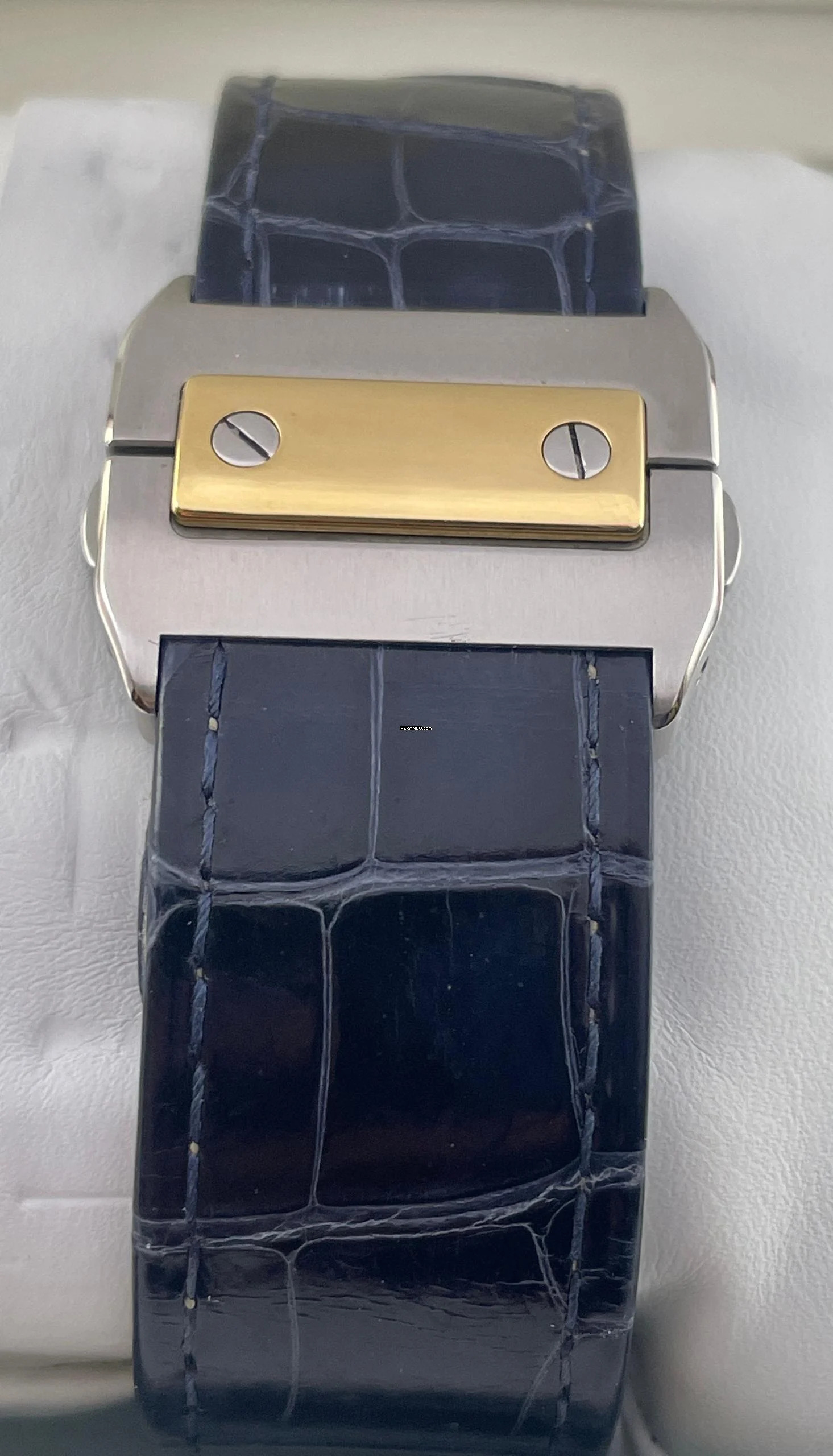 Thumbnail von Cartier Santos 100 XL Steel/Gold Top Condition with Box Serviced 2025 + NEW BLUE CROCO STRAP