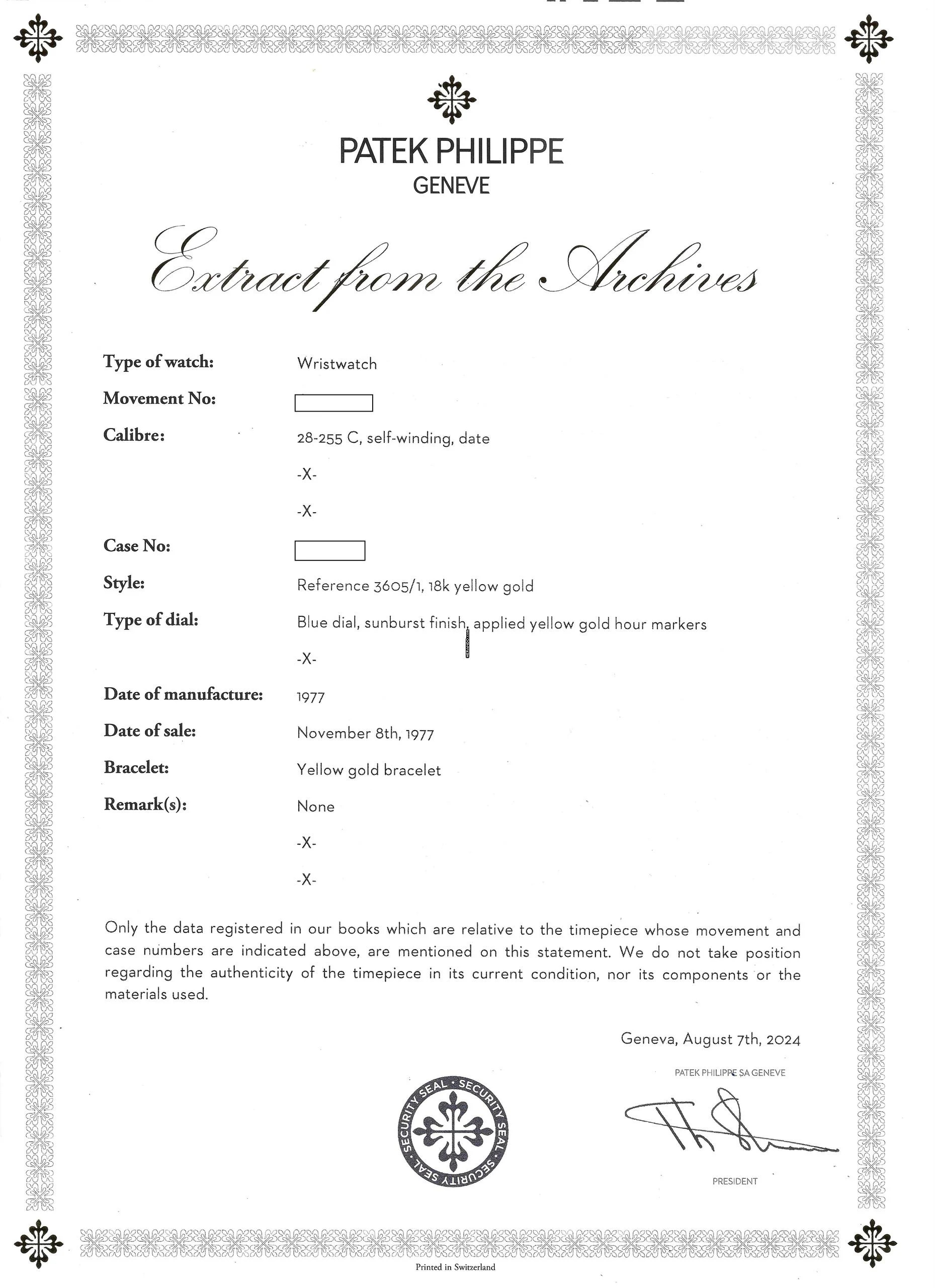 Thumbnail von Patek Philippe Ellipse d'Or Jumbo 3605 from 1977 Serviced by Patek Philippe