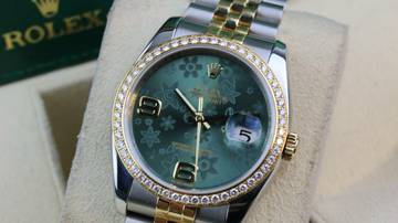Thumbnail von Rolex Datejust 36 Steel Gold - Green Floral - like New - Fullset - 10/2010