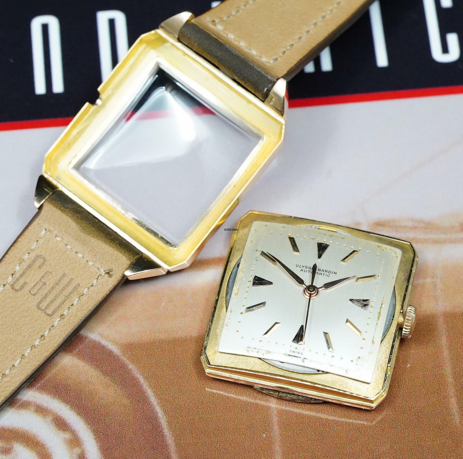 Thumbnail von Ulysse Nardin STYLISH 1950'S TANK CIOCCOLATONE IN 18K PINK GOLD RARE VINTAGE UNPOLISHED