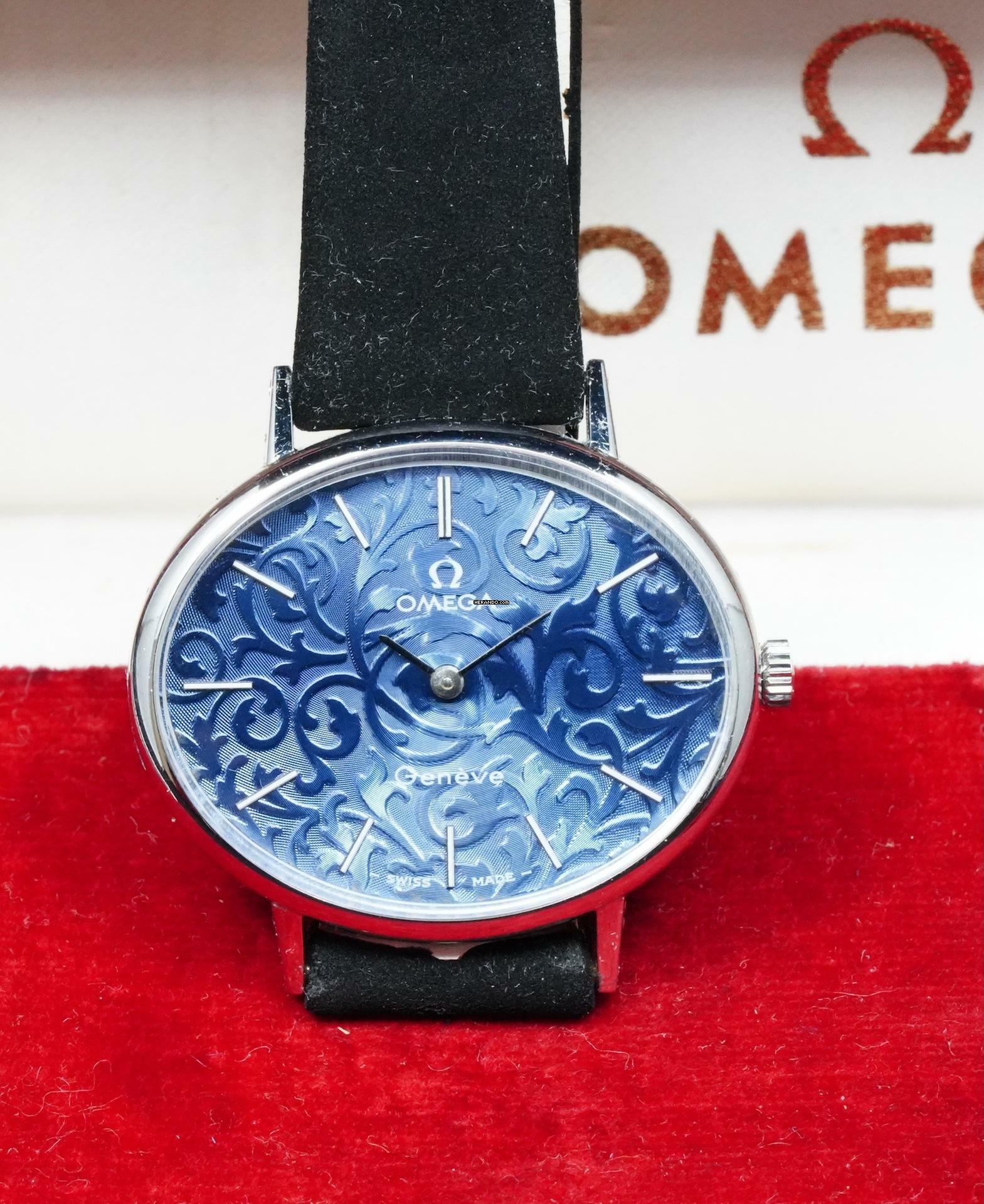  Omega Classic RARE NOS ELLIPSE WITH BLUE FLORAL DIAL FROM THE 70'S RARE VINTAGE 