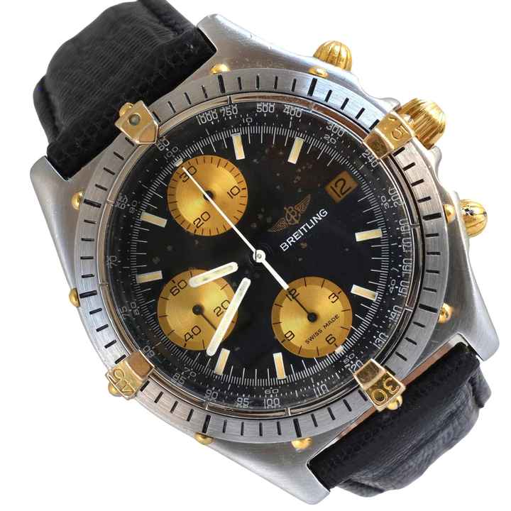  Breitling Chronomat 81950 chronograph black dial steel Full Set 
