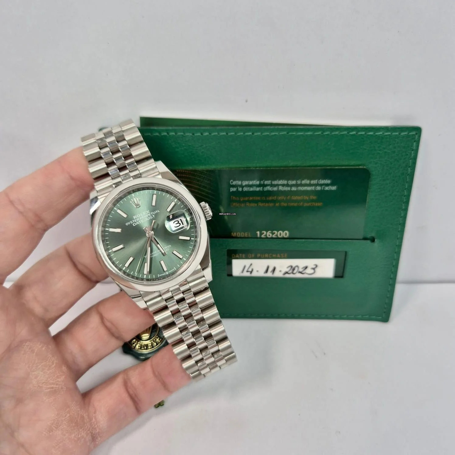  Rolex Datejust 36 36mm Green Dial Jubilee Automático Completo 