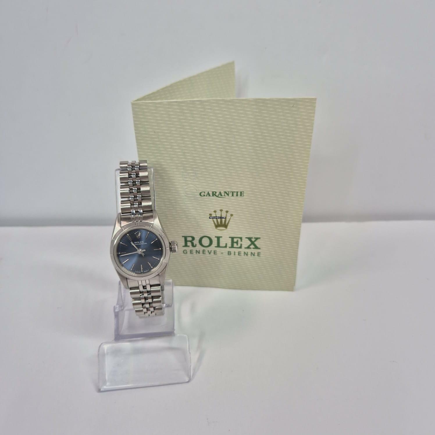  Rolex Oyster Perpetual 26 26mm Full Steel Blue Dial Automático Completo 