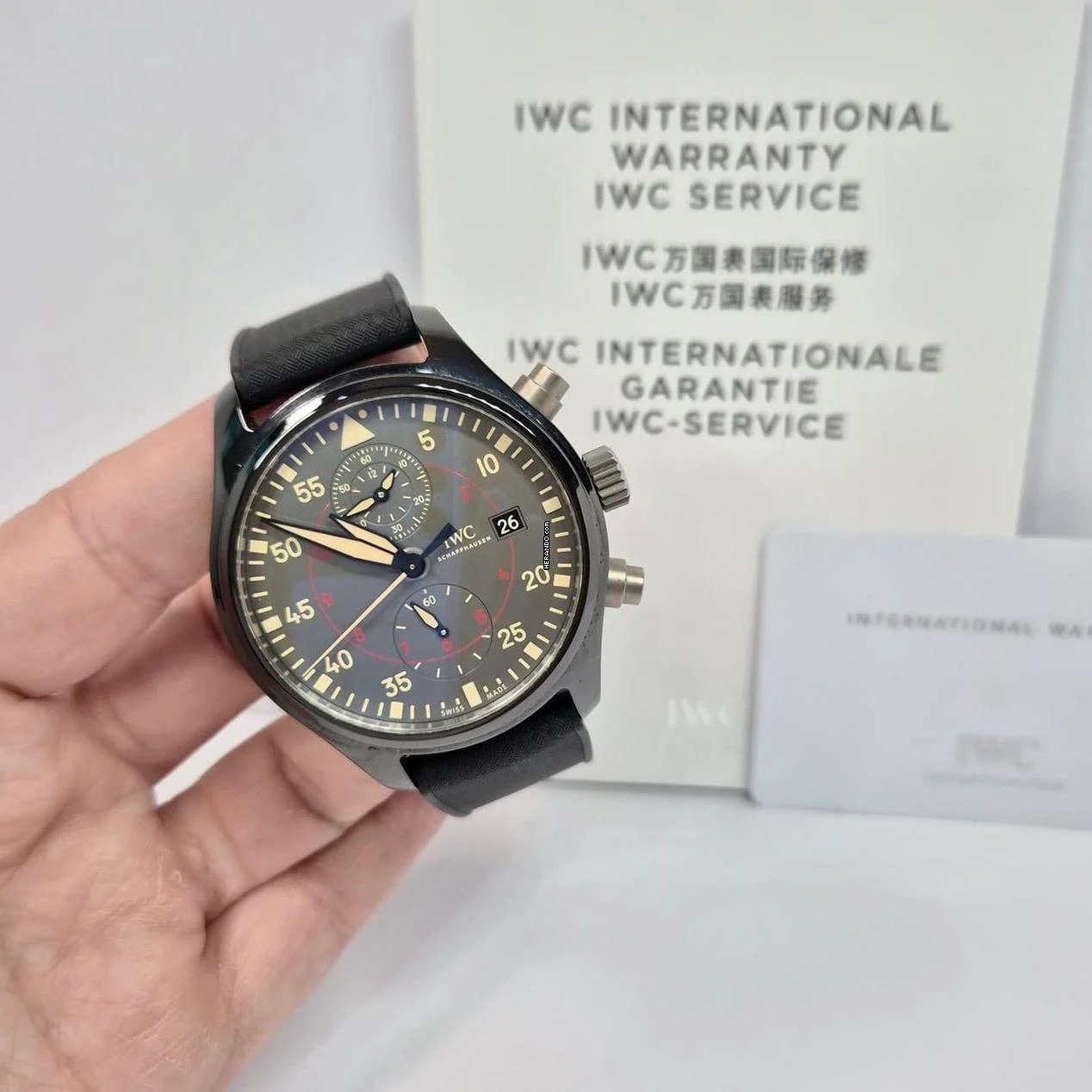 IWC Fliegeruhr Chronograph Top Gun Miramar Pilot Top Gun Miramar Flyback Cerâmica 44mm Automático Completo