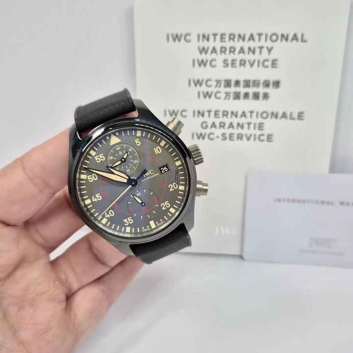  IWC Fliegeruhr Chronograph Top Gun Miramar Pilot Top Gun Miramar Flyback Cerâmica 44mm Automático Completo 