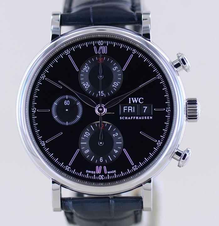  IWC Portofino Chronograph Automatic black Dial Dresswatch 42mm B+P unworn 