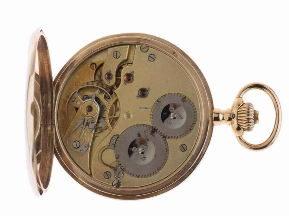  IWC Pocket Watch Taschenuhr Savonette 14kt Gelbgold Handaufzug 48mm 1910 sehr gut Vintage 