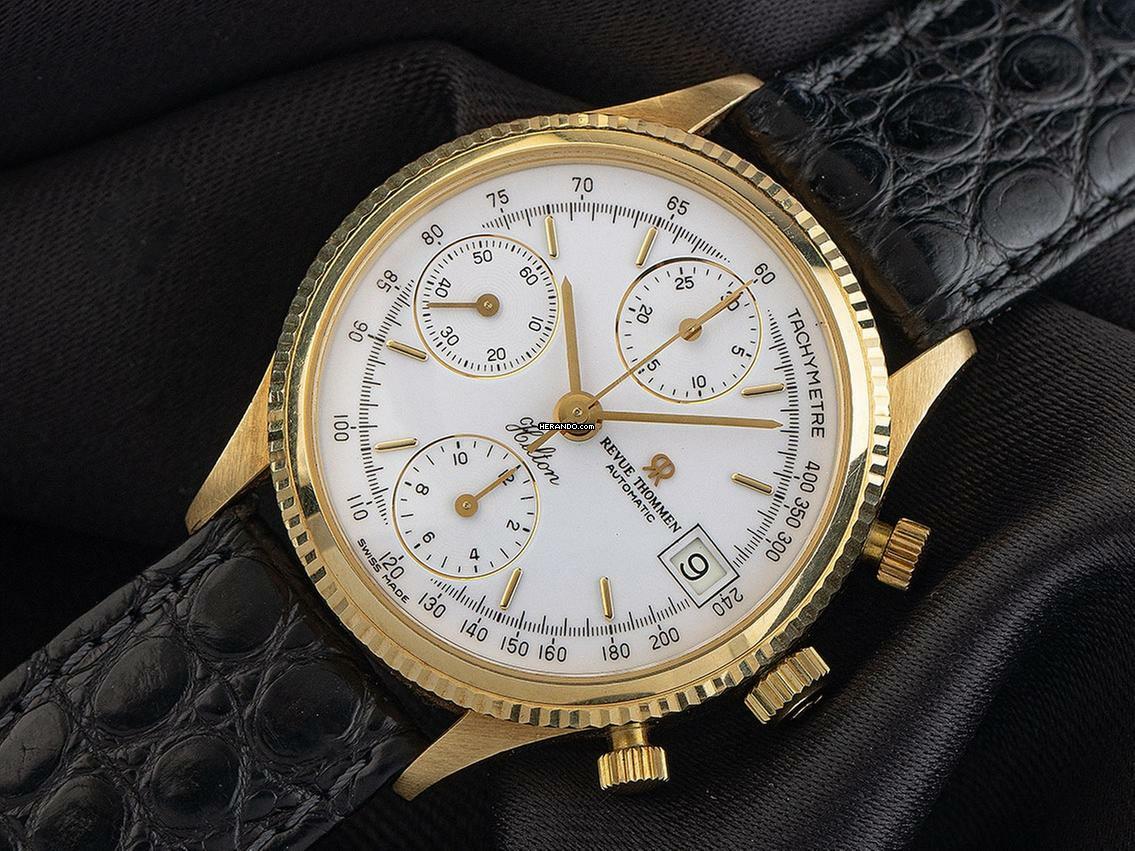 Thumbnail von Revue Thommen Hilton Chronografo Ref.86 1994 Full Set sehr gut Vintage