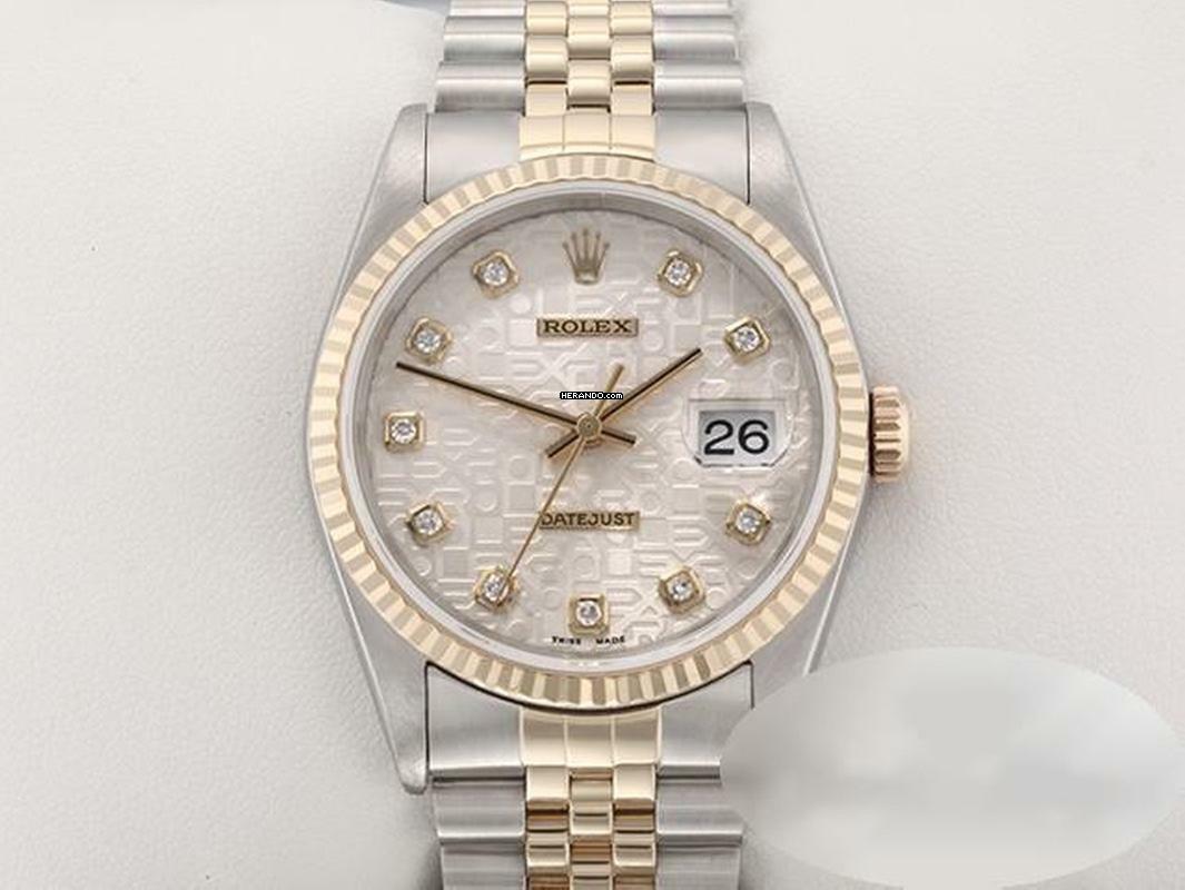 Rolex Datejust 36 36mm 16233 Diamanten Stahl Gelbgold 750 Automatik Stainless Steel 18kt Yellow Gold Jubilé-band Chronometer Oyster