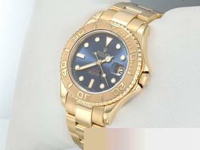 Thumbnail von Rolex Yacht-Master Medium Yachtmaster 35mm Gelbgold 750 68628 1997 Automatik Lady 18kt Yellow Gold Oyster-band Chronometer Blue Dial
