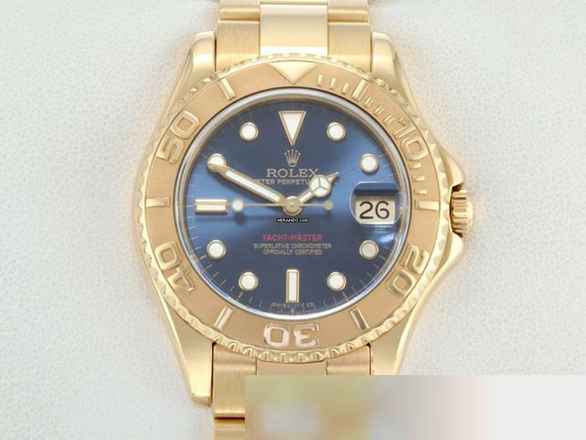  Rolex Yacht-Master Medium Yachtmaster 35mm Gelbgold 750 68628 1997 Automatik Lady 18kt Yellow Gold Oyster-band Chronometer Blue Dial 