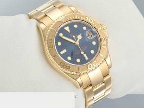 Thumbnail von Rolex Yacht-Master Medium Yachtmaster 35mm Gelbgold 750 68628 1997 Automatik Lady 18kt Yellow Gold Oyster-band Chronometer Blue Dial