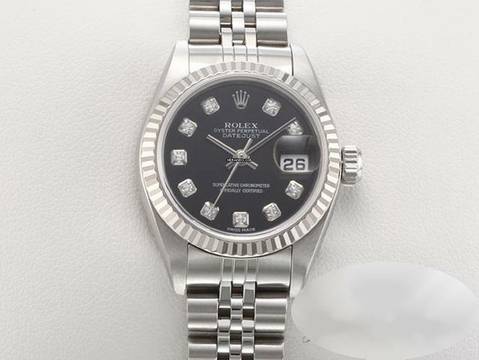  Rolex Lady-Datejust Stahl Weissgold 750 Diamanten 2002 Automatik Stainless Steel 18kt White Gold Damen Jubilé-band Chronometer Oyster Black Dial 