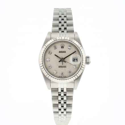  Rolex Lady-Datejust 26 Steel Jubilee Fluted Silver Diamond Logo Dial 