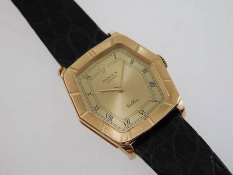  Rolex Cellini 18 Karat Gelbgold Cellini Handaufzug medium Size 24 x 29 mm N.O.S. mit original 18 Kt Schließe Original Band und Box 
