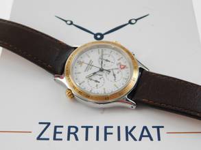Thumbnail von Jaeger-LeCoultre Heraion Reveil Herrenuhr Chronograph Alarm im Top Zustand 36mm Stahl / Gold