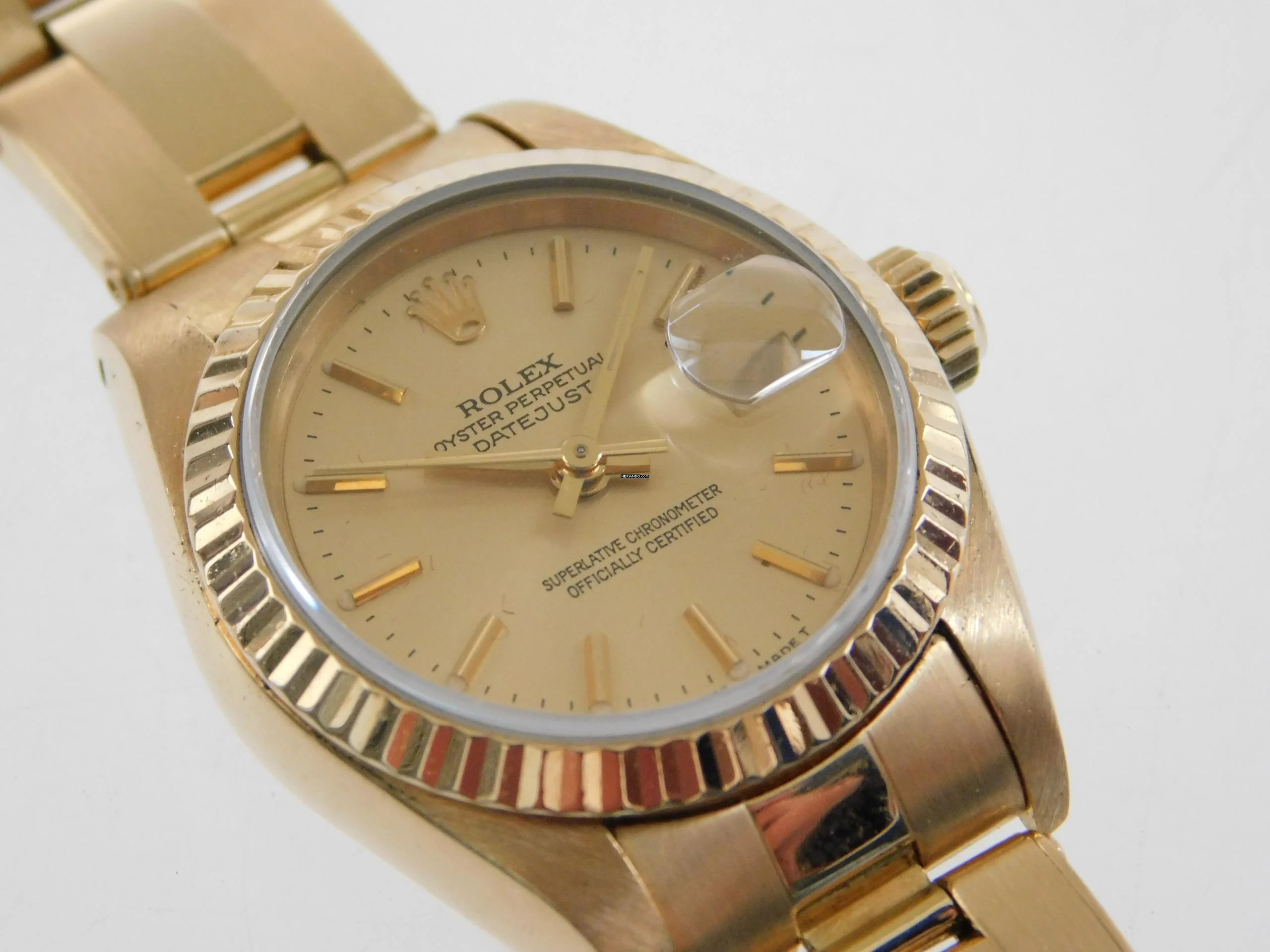  Rolex Lady-Datejust 18 Karat Gelbgold Lady-Datejust mit Oysterband Box und Zubehör wie Neu von 1982 Saphirglas Schnellschaltung volles Band im Traumzustand ! 