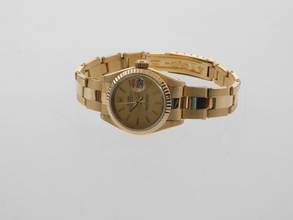 Thumbnail von Rolex Lady-Datejust 18 Karat Gelbgold Lady-Datejust mit Oysterband Box und Zubehör wie Neu von 1982 Saphirglas Schnellschaltung volles Band im Traumzustand !