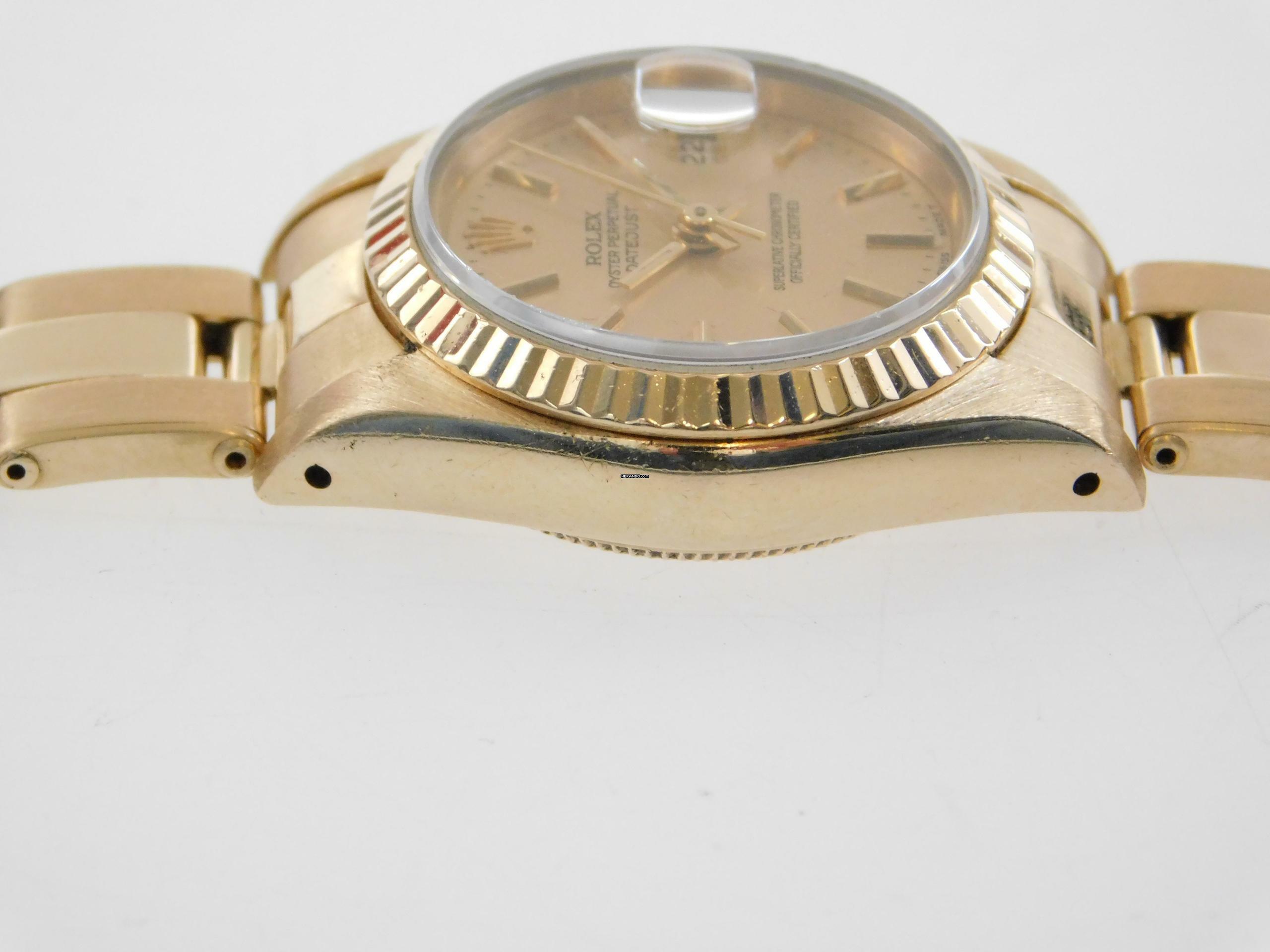 Thumbnail von Rolex Lady-Datejust 18 Karat Gelbgold Lady-Datejust mit Oysterband Box und Zubehör wie Neu von 1982 Saphirglas Schnellschaltung volles Band im Traumzustand !