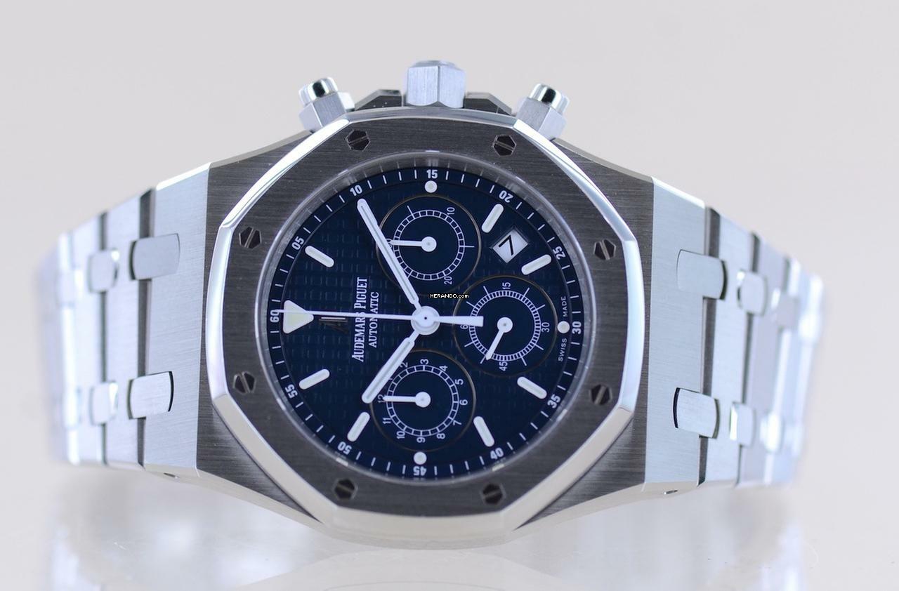 Thumbnail von Audemars Piguet Royal Oak Chronograph Stahl blue Dial Automatik 39mm rar TOP B+P
