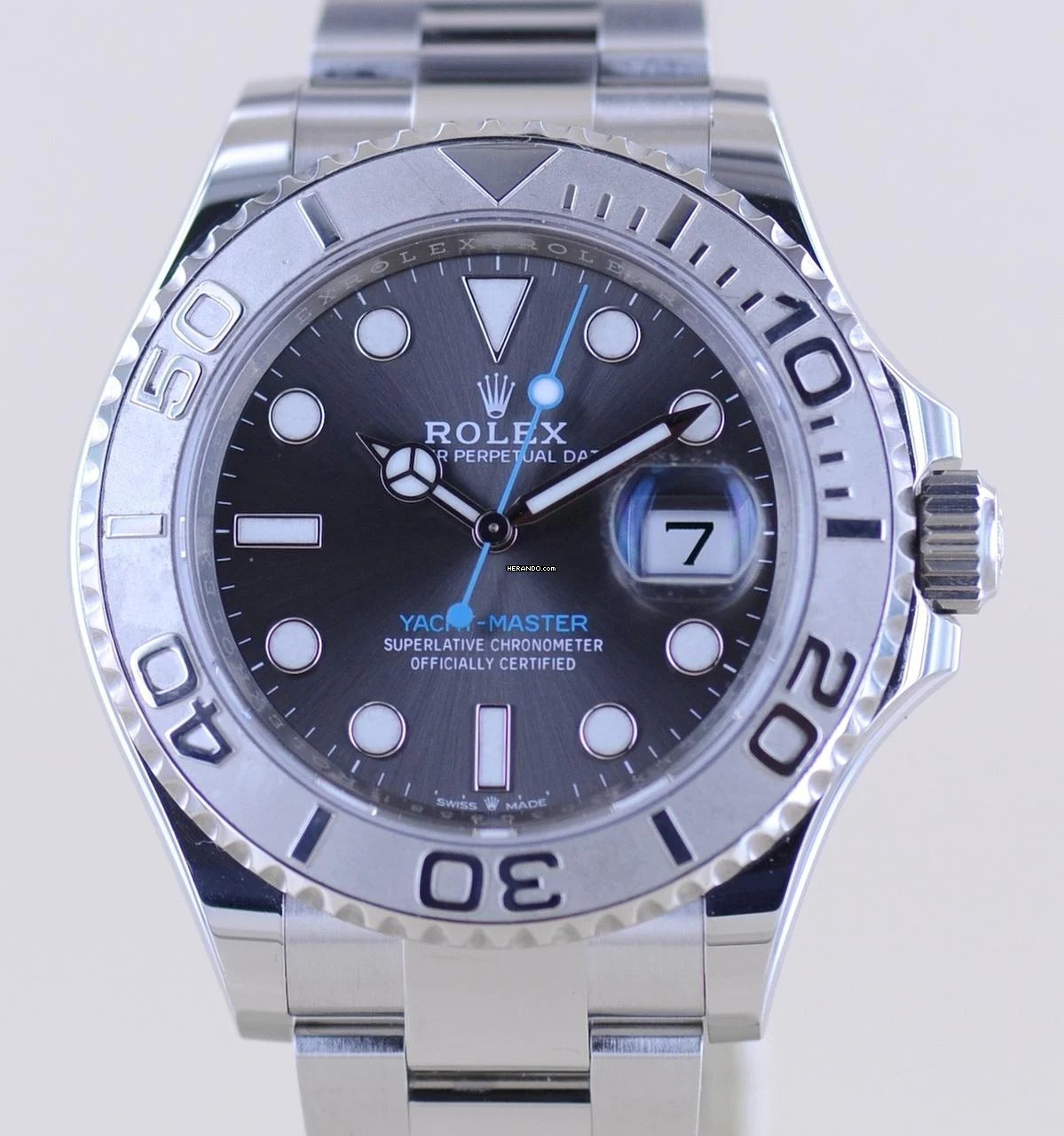  Rolex Yacht-Master 40 Stahl Platin Herrenuhr 40 mm Rhodium grey 3235 