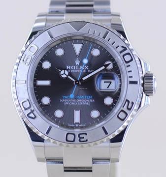  Rolex Yacht-Master 40 Stahl Platin Herrenuhr 40 mm Rhodium grey 3235 