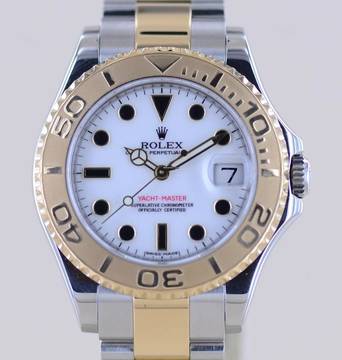  Rolex Yacht-Master Stahl Gold Medium 35 mm white Dial 2013 Rehaut B+P 