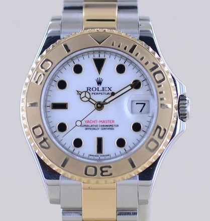  Rolex Yacht-Master Stahl Gold Medium 35 mm white Dial 2013 Rehaut B+P 
