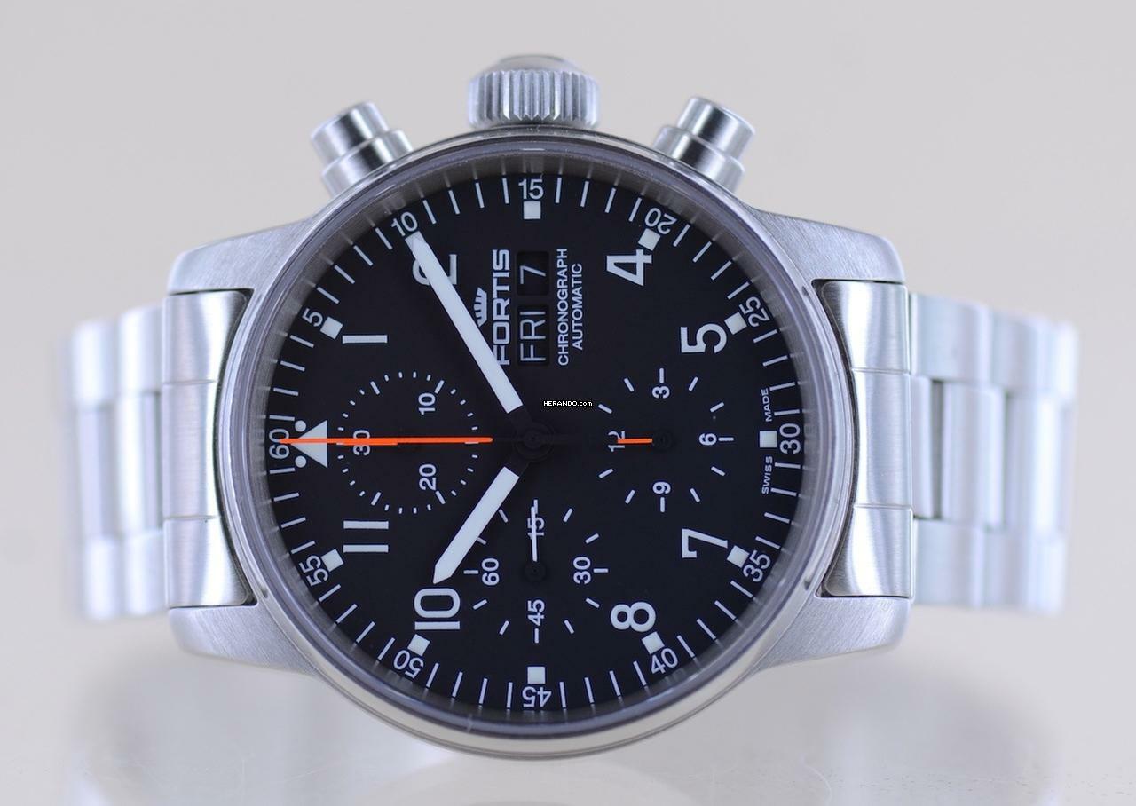 Thumbnail von Fortis Flieger (Submodel) Day Date Chronograph Automatic 7750 black Dial B+P