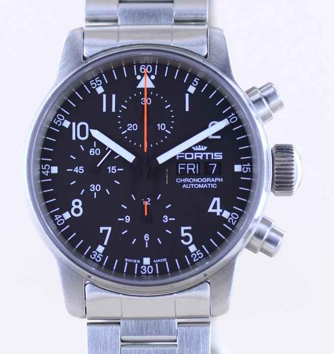  Fortis Flieger (Submodel) Day Date Chronograph Automatic 7750 black Dial B+P 
